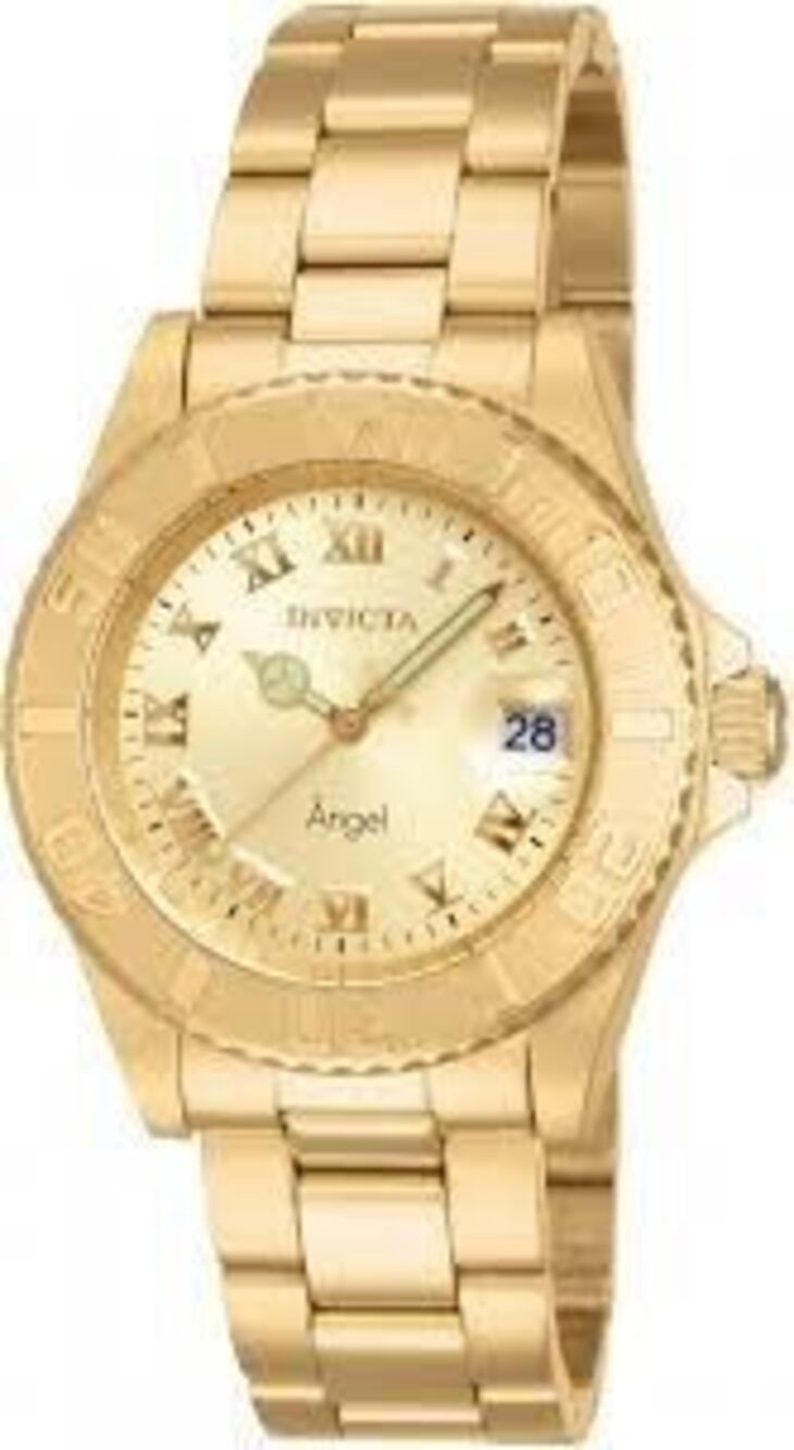 Invicta Angel Gold Tone Watch Womens Style 14321 Roman Numeral Classic Date Dial